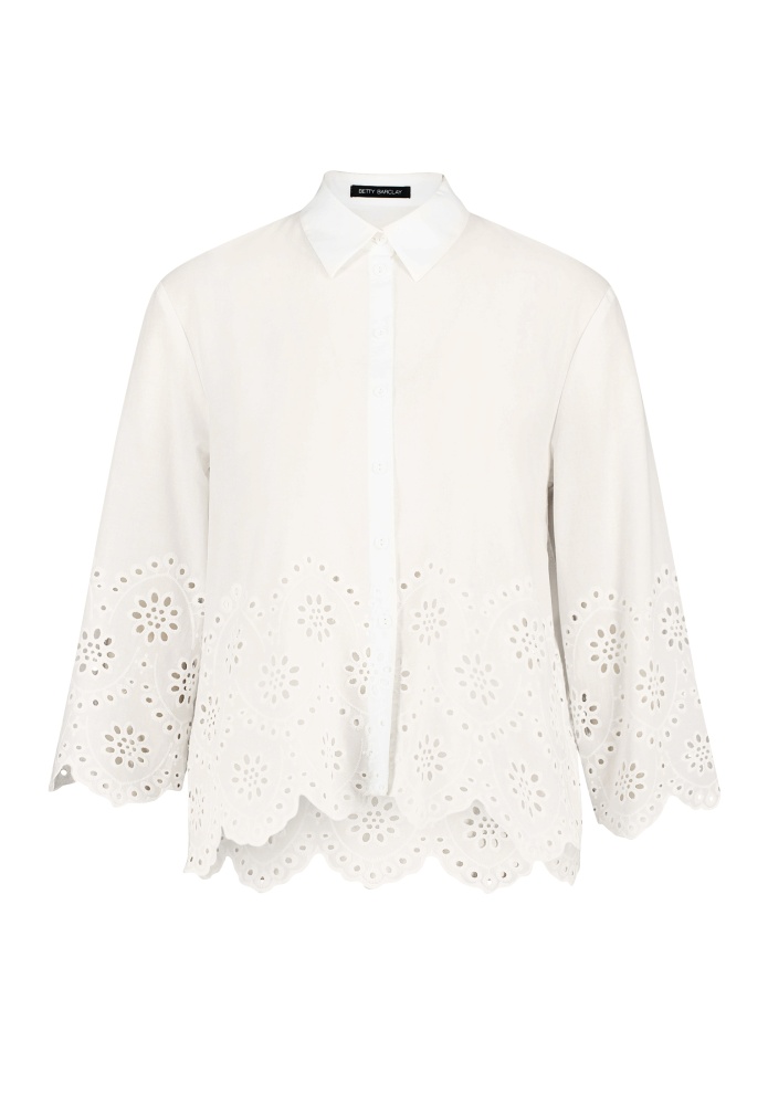 БЛУЗКА BETTY BARCLAY белая с ажурной отделкой и вышитым орнаментом